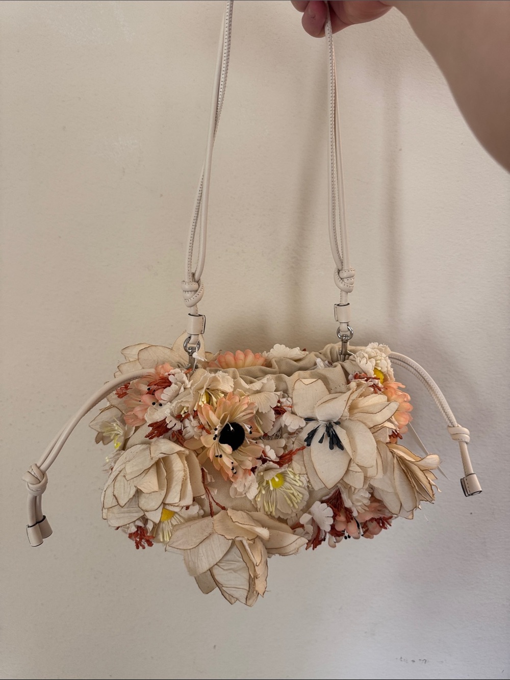 Tory Burch Floral Embellished drawstring bag